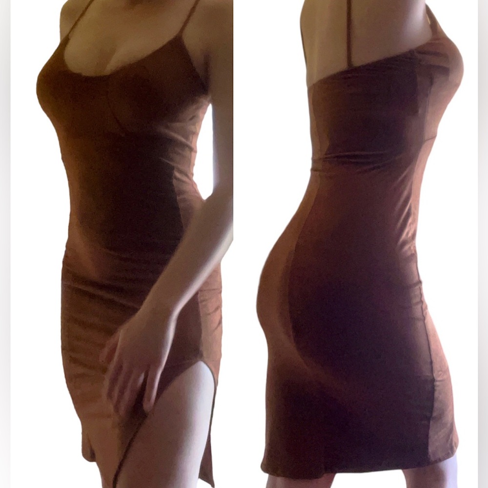 Women's Cocoa Brown Suede Bodycon Dress